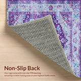 Ultra Soft Area Rug, Non Slip, Stain Resistant, Washable Area Rugs for Living Room, Bedroom, Trendy Eclectic Medallion Theme(Purple)