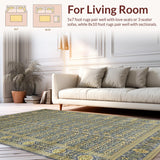 Ultra Soft Area Rug, Non Slip, Stain Resistant, Washable Area Rugs for Living Room, Bedroom, Luxurious Grey Abstract Design(Blue)