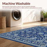 Ultra Soft Area Rug, Non Slip, Stain Resistant, Washable Area Rugs for Living Room, Bedroom, Dainty Ribbon Motif Washable Carpet With Stain Resistant Surface Design(Blue)