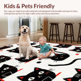 Ultra Soft Area Rug, Non Slip, Stain Resistant, Washable Area Rugs for Living Room, Bedroom, Cute Animal Character Bath Decor(Black)
