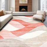Ultra Soft Area Rug, Non Slip, Stain Resistant, Washable Area Rugs for Living Room, Bedroom, Pastel Ombre Linear Aesthetics(Red)