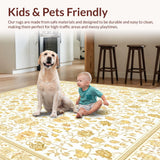 Ultra Soft Area Rug, Non Slip, Stain Resistant, Washable Area Rugs for Living Room, Bedroom, Modern Vintage Area and with Unique(White)