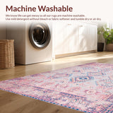 Ultra Soft Area Rug, Non Slip, Stain Resistant, Washable Area Rugs for Living Room, Bedroom, Cozy Textured Geometric Artwork(Pink)