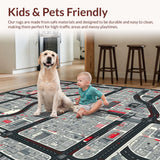 Ultra Soft Area Rug, Non Slip, Stain Resistant, Washable Area Rugs for Living Room, Bedroom, Interactive Urban Roadway Aesthetic(Gray)