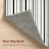 Bold Striped Accent with Symmetrical Monochrome Line Art(Beige)