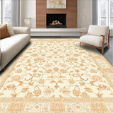 Ultra Soft Area Rug, Non Slip, Stain Resistant, Washable Area Rugs for Living Room, Bedroom, Vintage Inspired Floral Tan and Cream Boho Accents(Beige)