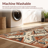 Ultra Soft Area Rug, Non Slip, Stain Resistant, Washable Area Rugs for Living Room, Bedroom, Cozy Minimalist Linear Design(Orange)