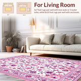 Ultra Soft Area Rug, Non Slip, Stain Resistant, Washable Area Rugs for Living Room, Bedroom, Playful Modern Blossom Layout(Pink)