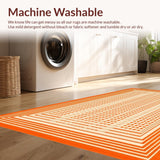 Ultra Soft Area Rug, Non Slip, Stain Resistant, Washable Area Rugs for Living Room, Bedroom, Artistic Mid Century Geometric Flair(Orange)