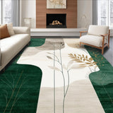 Ultra Soft Area Rug, Non Slip, Stain Resistant, Washable Area Rugs for Living Room, Bedroom, Abstract Shape Beige Dark Green(Green)