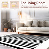 Ultra Soft Area Rug, Non Slip, Stain Resistant, Washable Area Rugs for Living Room, Bedroom, Elegant Black And White Striped Carpet Perfect For Stylish Entryways(Gray)