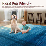 Ultra Soft Area Rug, Non Slip, Stain Resistant, Washable Area Rugs for Living Room, Bedroom, Cerulean Echo Rug, Aqua Haze, Subtle Stripe Floor Art(Blue)