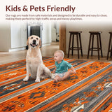 Ultra Soft Area Rug, Non Slip, Stain Resistant, Washable Area Rugs for Living Room, Bedroom, Elegant Oval Shape with Depth(Orange)