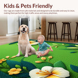 Ultra Soft Area Rug, Non Slip, Stain Resistant, Washable Area Rugs for Living Room, Bedroom, Round Grass-Themed Shower Door Accent(Green)