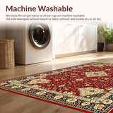 Ultra Soft Area Rug, Non Slip, Stain Resistant, Washable Area Rugs for Living Room, Bedroom, Transitional Cream and Gold Aesthetic(Red)