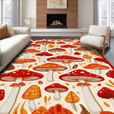 Ultra Soft Area Rug, Non Slip, Stain Resistant, Washable Area Rugs for Living Room, Bedroom, Cozy Rustic Mushroom Print Decor(Orange)