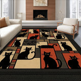 Ultra Soft Area Rug, Non Slip, Stain Resistant, Washable Area Rugs for Living Room, Bedroom, Quirky Contemporary Cat Imagery(Black)