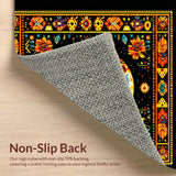 Ultra Soft Area Rug, Non Slip, Stain Resistant, Washable Area Rugs for Living Room, Bedroom, Eclectic Round Ethnic Textile(Orange)