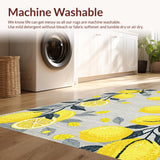 Ultra Soft Area Rug, Non Slip, Stain Resistant, Washable Area Rugs for Living Room, Bedroom, Stylish Wreath Theme for Interiors(Yellow)