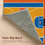 Ultra Soft Area Rug, Non Slip, Stain Resistant, Washable Area Rugs for Living Room, Bedroom, Bold Geometric Basketball Motif(Orange)