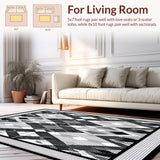 Ultra Soft Area Rug, Non Slip, Stain Resistant, Washable Area Rugs for Living Room, Bedroom, Contemporary Earth Tone Trellis Design(Gray)