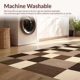 Ultra Soft Area Rug, Non Slip, Stain Resistant, Washable Area Rugs for Living Room, Bedroom, Chic Earthy Checkerboard Aesthetic(Beige)