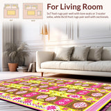 Ultra Soft Area Rug, Non Slip, Stain Resistant, Washable Area Rugs for Living Room, Bedroom, Playful Vibrant Striped Design(Yellow)