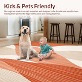 Ultra Soft Area Rug, Non Slip, Stain Resistant, Washable Area Rugs for Living Room, Bedroom, Beige Terracotta Wave(Orange)
