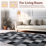 Ultra Soft Area Rug, Non Slip, Stain Resistant, Washable Area Rugs for Living Room, Bedroom, Luxe Minimalist Textured Elegance(Black)