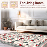 Ultra Soft Area Rug, Non Slip, Stain Resistant, Washable Area Rugs for Living Room, Bedroom, Gothic Mushroom Patterned Elegance(Red)