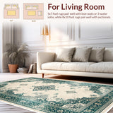Ultra Soft Area Rug, Non Slip, Stain Resistant, Washable Area Rugs for Living Room, Bedroom, Vintage Neutral Bedroom Area Rug Non-Shedding(Ivory)