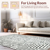 Ultra Soft Area Rug, Non Slip, Stain Resistant, Washable Area Rugs for Living Room, Bedroom, Industrial Edge Rug Showcasing Sleek Parallel Stripes and Artistic Line Play(White)
