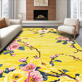 Ultra Soft Area Rug, Non Slip, Stain Resistant, Washable Area Rugs for Living Room, Bedroom, Rustic Earthy Blossom Motif(Yellow)