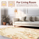 Ultra Soft Area Rug, Non Slip, Stain Resistant, Washable Area Rugs for Living Room, Bedroom, Non Slip Area with Floral for Indoor Entrance(Beige)