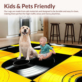 Ultra Soft Area Rug, Non Slip, Stain Resistant, Washable Area Rugs for Living Room, Bedroom, Bold Vintage Musical Elements(Yellow)