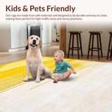 Ultra Soft Area Rug, Non Slip, Stain Resistant, Washable Area Rugs for Living Room, Bedroom, Artistic Yellow and White Fusion(Yellow)