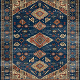 Ultra Soft Area Rug, Non Slip, Stain Resistant, Washable Area Rugs for Living Room, Bedroom, Tribal Inspired Vintage Motif(Blue)