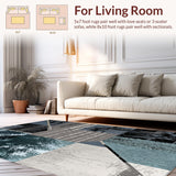 Ultra Soft Area Rug, Non Slip, Stain Resistant, Washable Area Rugs for Living Room, Bedroom, Abstract Gray Geometric Living Room Plush Rug(Blue)