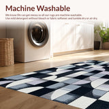 Ultra Soft Area Rug, Non Slip, Stain Resistant, Washable Area Rugs for Living Room, Bedroom, Modern Black and Grey Living Room Non-Shedding Rug(Black)