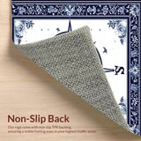 Ultra Soft Area Rug, Non Slip, Stain Resistant, Washable Area Rugs for Living Room, Bedroom, Beachy Compass Rug(Blue)