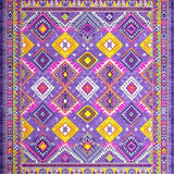 Ultra Soft Area Rug, Non Slip, Stain Resistant, Washable Area Rugs for Living Room, Bedroom, Rustic Lattice Style Aesthetic(Purple)