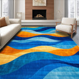 Artistic Area Featuring Enchanting Blue and Orange Waves Design(Blue)