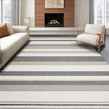 Ultra Soft Area Rug, Non Slip, Stain Resistant, Washable Area Rugs for Living Room, Bedroom, Modern Grey Area Featuring Beige Stripes and Subtle Textures(Gray)