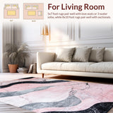 Ultra Soft Area Rug, Non Slip, Stain Resistant, Washable Area Rugs for Living Room, Bedroom, Elegant Irregular Marble Motif(Pink)