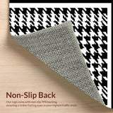 Ultra Soft Area Rug, Non Slip, Stain Resistant, Washable Area Rugs for Living Room, Bedroom, Classic Entryway Rug with Black and White Houndstooth Inspired Pattern(Black)