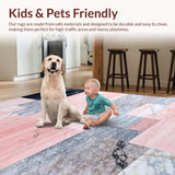 Ultra Soft Area Rug, Non Slip, Stain Resistant, Washable Area Rugs for Living Room, Bedroom, Sleek Light Luxury Geometric Texture(Pink)