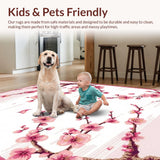 Ultra Soft Area Rug, Non Slip, Stain Resistant, Washable Area Rugs for Living Room, Bedroom, Soft Pastel Cherry Blossom Elegance(Pink)