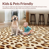Ultra Soft Area Rug, Non Slip, Stain Resistant, Washable Area Rugs for Living Room, Bedroom, Contemporary Leopard in Beige Tones(Beige)