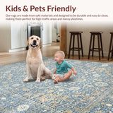 Ultra Soft Area Rug, Non Slip, Stain Resistant, Washable Area Rugs for Living Room, Bedroom, Rustic Natural Tiled Texture(Blue)