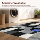 Ultra Soft Area Rug, Non Slip, Stain Resistant, Washable Area Rugs for Living Room, Bedroom, Sophisticated Black and White Aesthetic(Black)